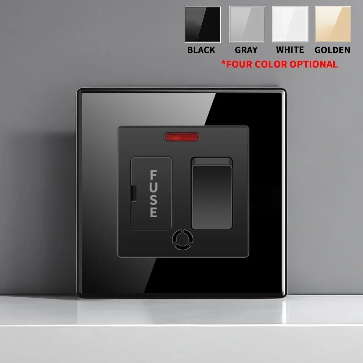 Black Tempered Glass Switch Socket with Indicator Light European British French Standard Self-Reset 1 2 3 4 Gang 16A 2Usb Socket