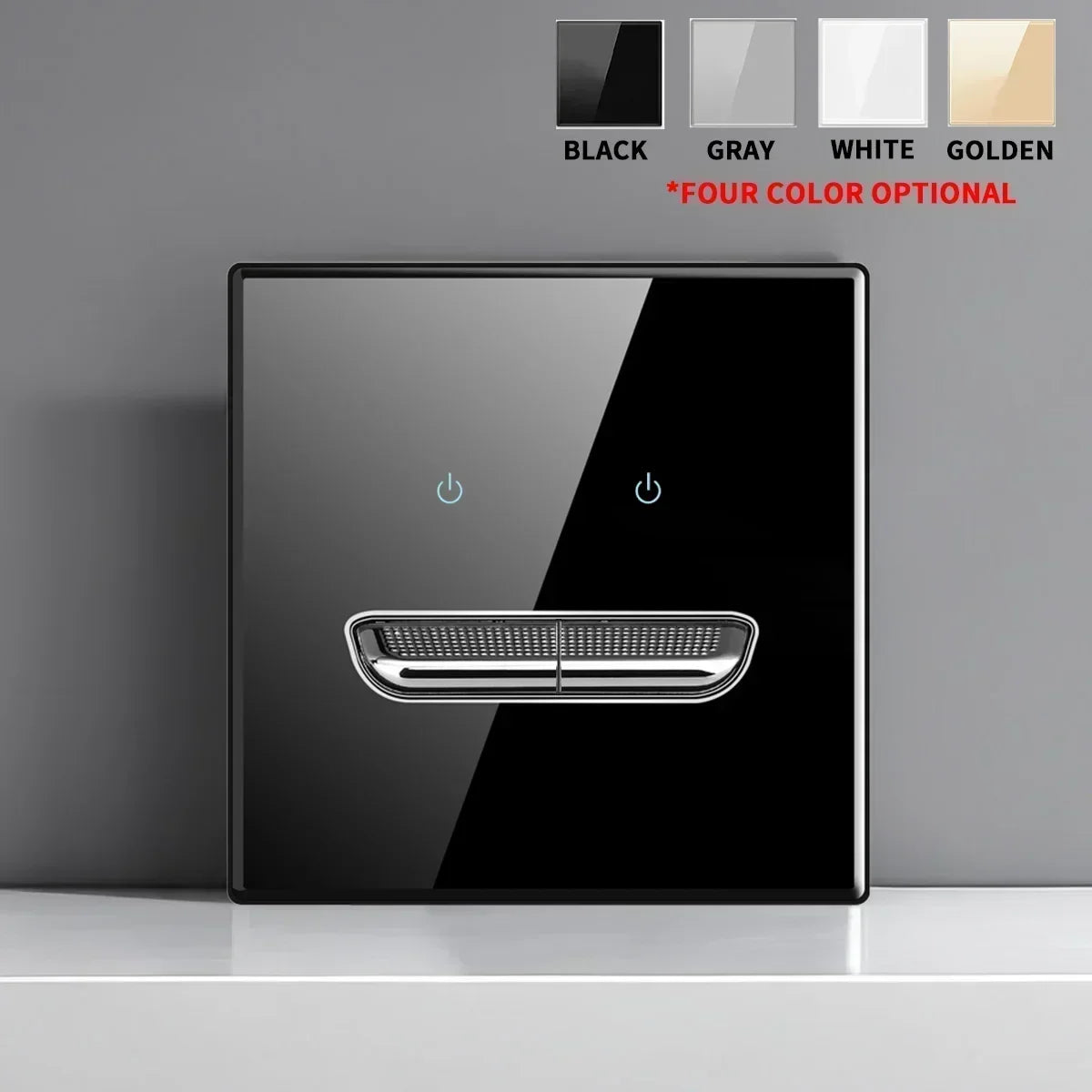 Black Tempered Glass Switch Socket with Indicator Light European British French Standard Self-Reset 1 2 3 4 Gang 16A 2Usb Socket