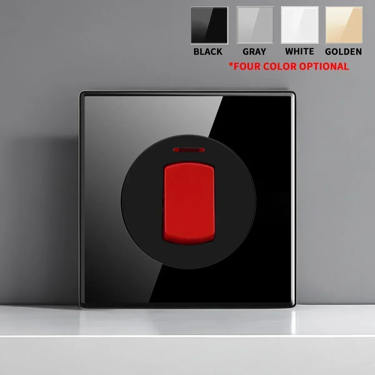 Black Tempered Glass Switch Socket with Indicator Light European British French Standard Self-Reset 1 2 3 4 Gang 16A 2Usb Socket