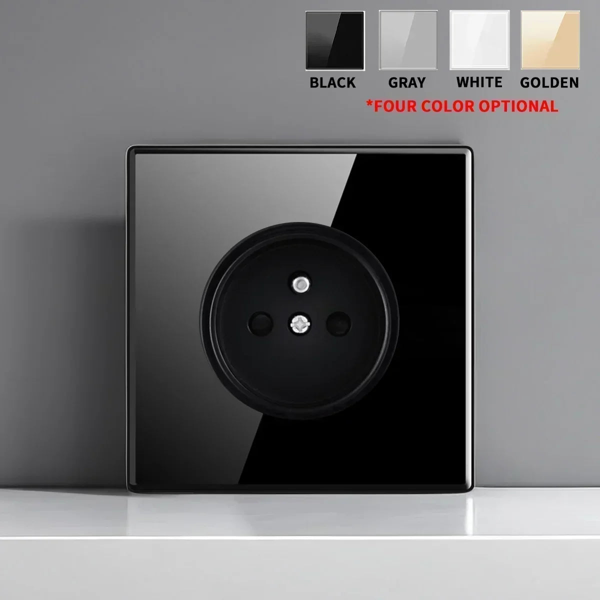 Black Tempered Glass Switch Socket with Indicator Light European British French Standard Self-Reset 1 2 3 4 Gang 16A 2Usb Socket