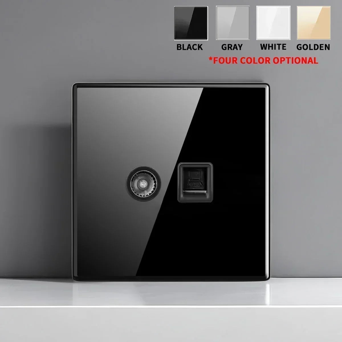 Black Tempered Glass Switch Socket with Indicator Light European British French Standard Self-Reset 1 2 3 4 Gang 16A 2Usb Socket